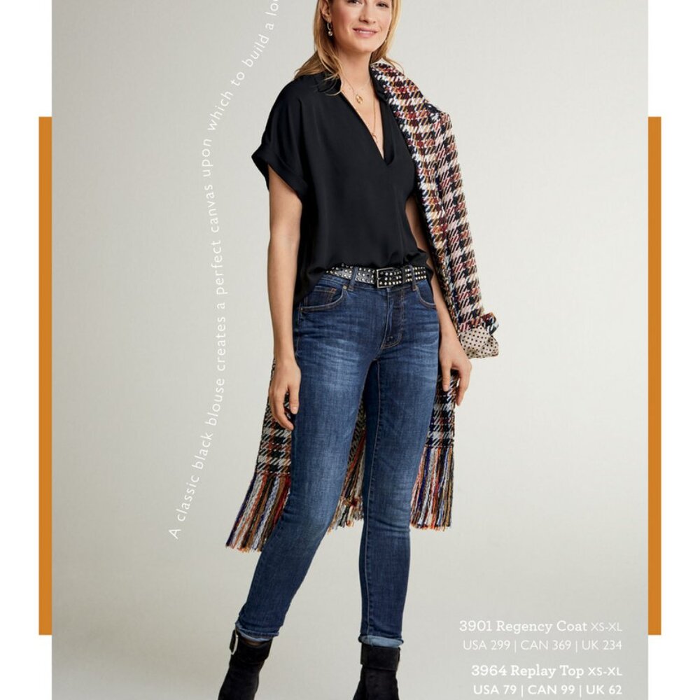 CAbi Style #3964 REPLAY Black short-sleeved top